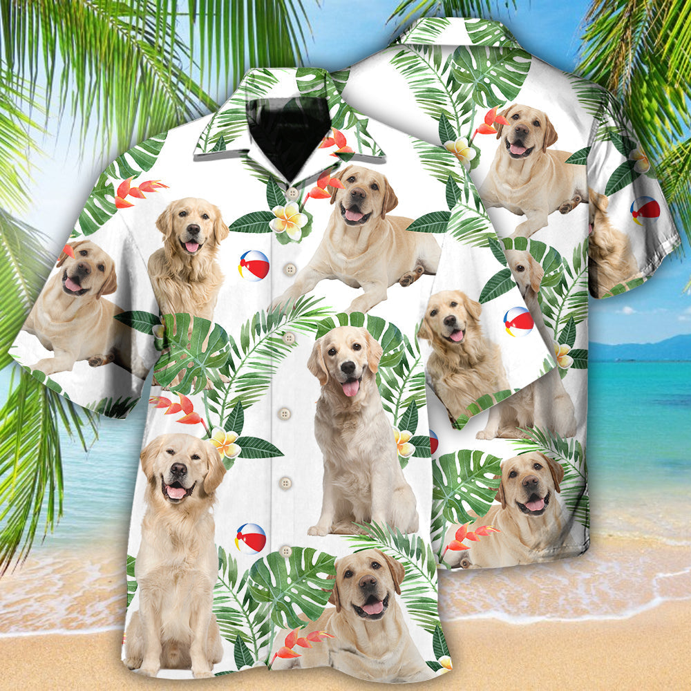 Tropical Labrador Retriever Leaf Hawaiian Shirt For Island Getaways, Outdoor Gatherings, And Comfortable Summer Wear