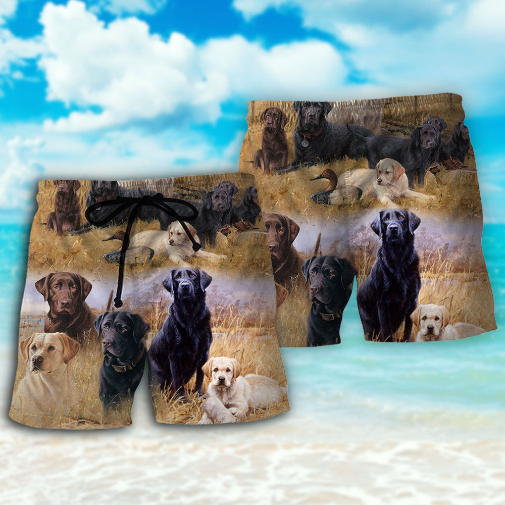 Labrador Retriever Hunting Dog Beach Shorts Design View For Comfortable Resort And Beach Styling