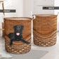 Labrador Retriever Dog Rattan Texture Laundry Basket For Room Home Organizer
