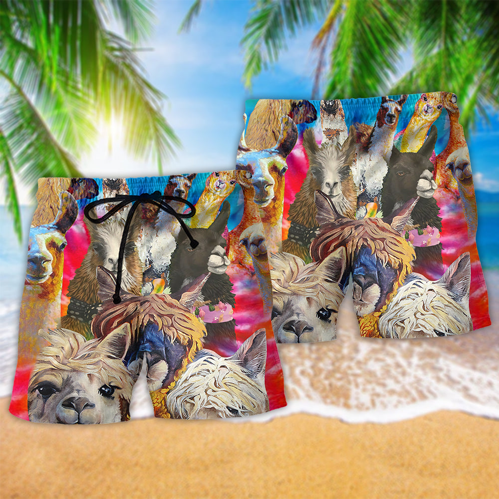 Llama Smile Happy Color Beach Shorts For Coastal Adventures And Relaxed Summer Wear
