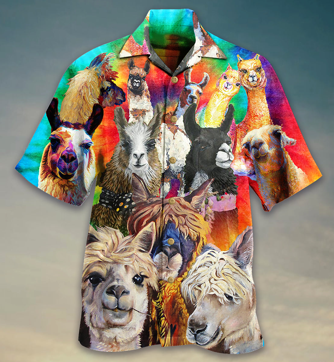 Cute Llama Hawaiian Shirt With All Over Print For Tropical Parties Vacation Travel And Casual Summer Style
