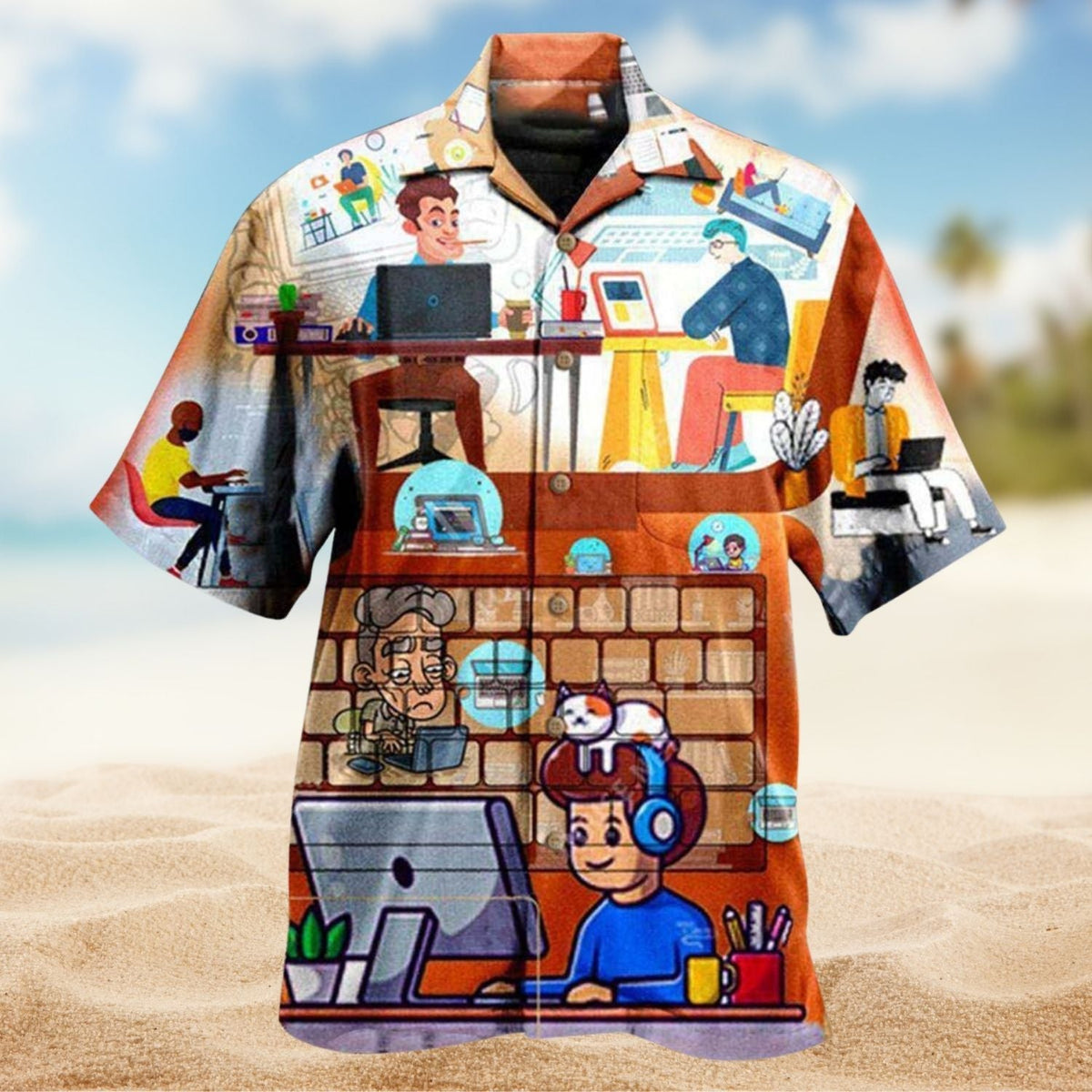 Laptop Goes With Me Everywhere Hawaiian Shirt For Summer Vacation Beach Travel And Relaxed Casual Wear