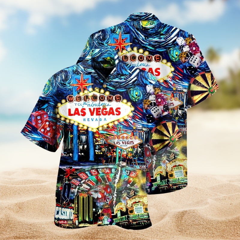 Las Vegas Welcome Hawaiian Shirt For Summer Vacation, Beach Travel, And Casual Wear