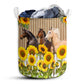 Small Size Horse Sunflower Laundry Basket For Bathroom Bedroom Storage