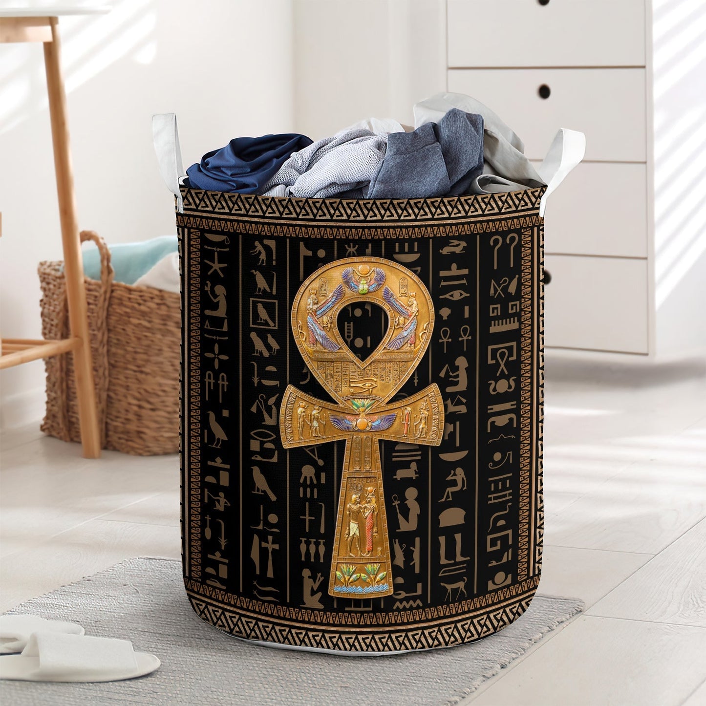 Faith Hope Legend Egypt Laundry Basket For Bathroom Bedroom Storage