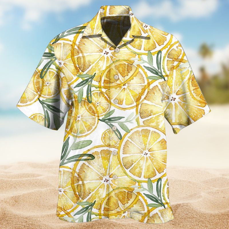 Lemon Creative Pattern Hawaiian Shirt For Tropical Holidays, Outdoor Gatherings, And Everyday Comfort
