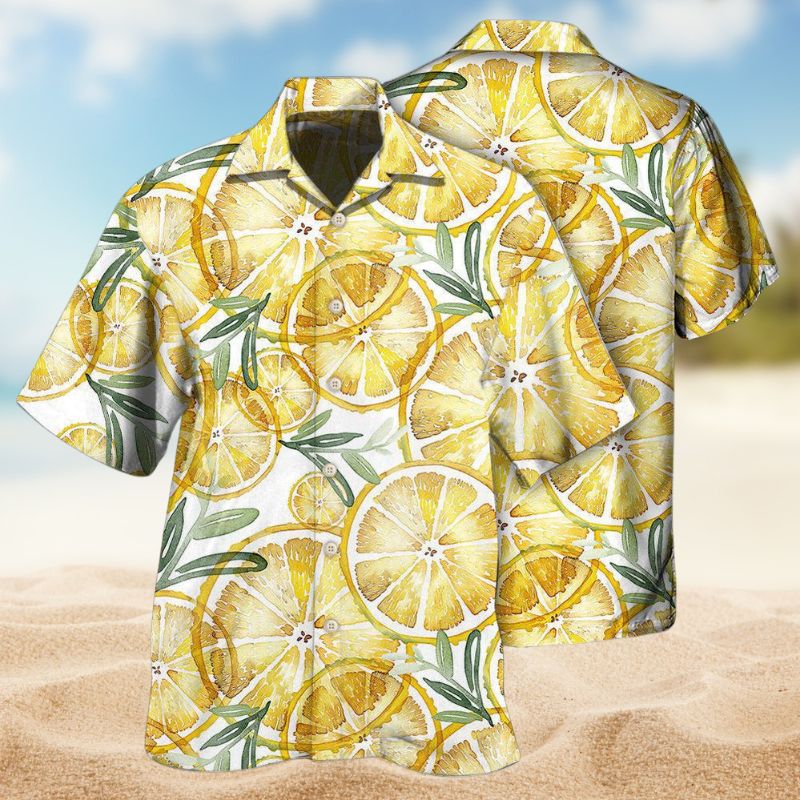 Lemon Creative Pattern Hawaiian Shirt For Tropical Holidays, Outdoor Gatherings, And Everyday Comfort