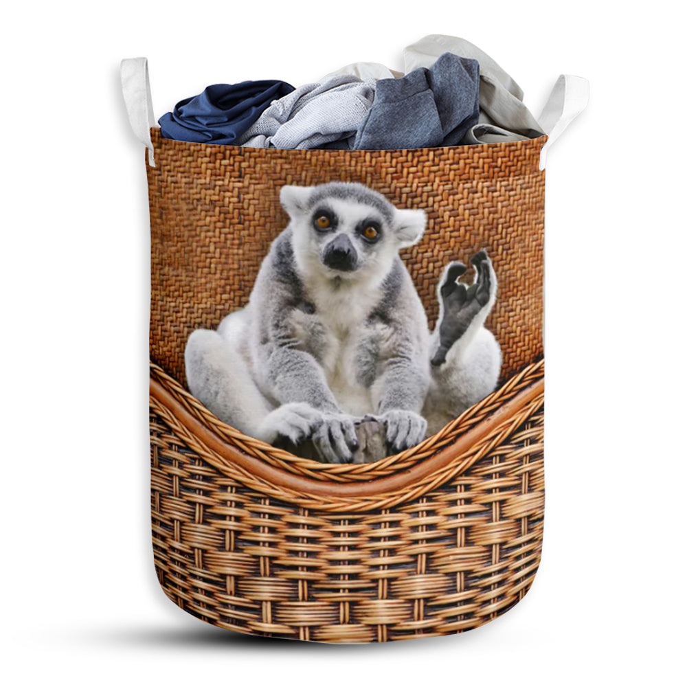 Lemur Rattan Texture Laundry Basket For Bathroom Bedroom Storage