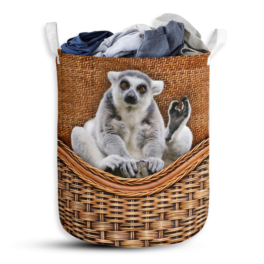 Lemur Rattan Texture Laundry Basket For Bathroom Bedroom Storage