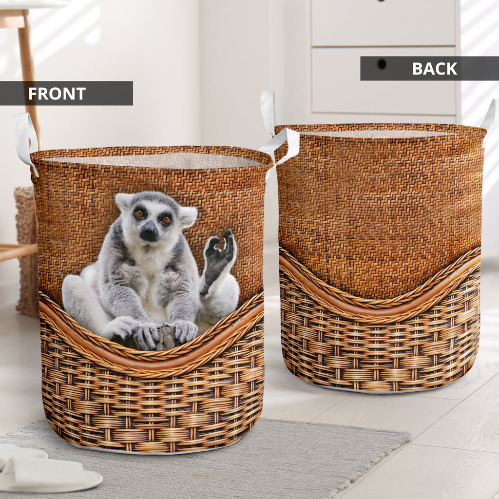 Lemur Rattan Texture Laundry Basket For Room Home Organizer