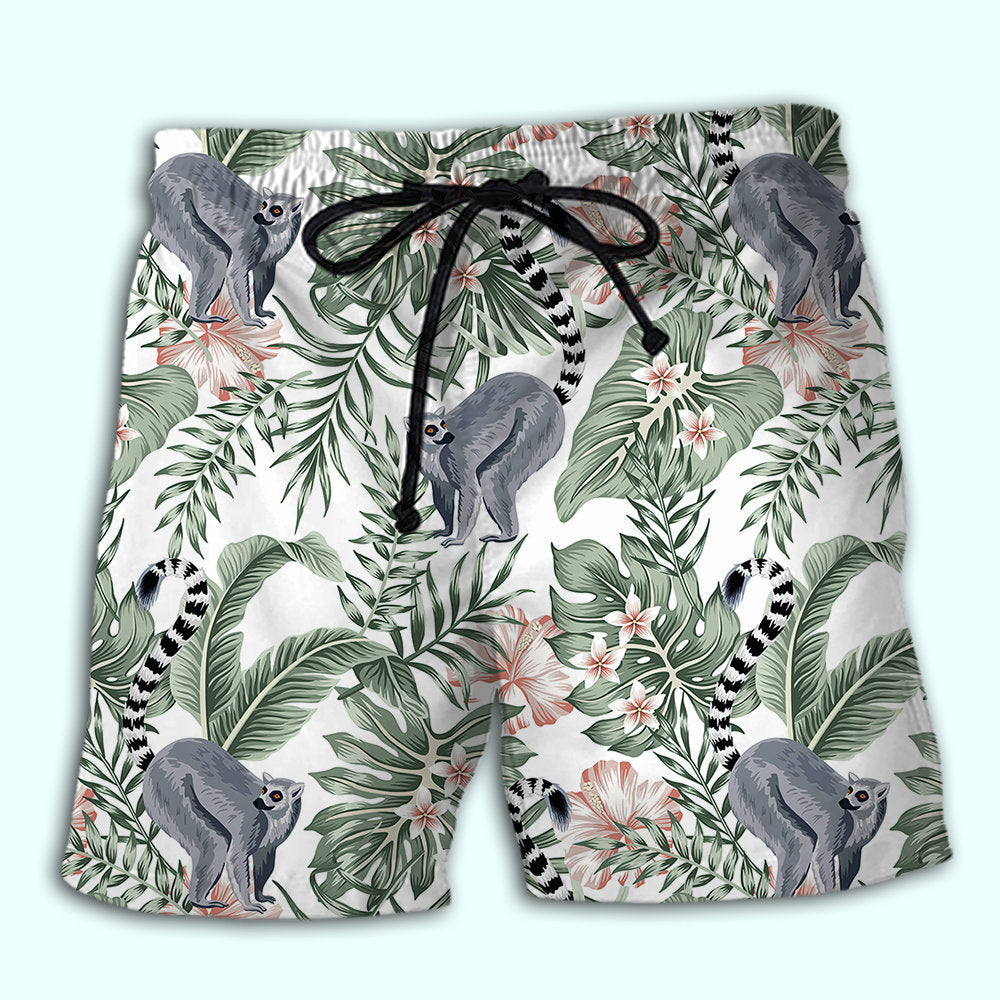 Lemur Tropical Leaf Wildlife Beach Shorts Print View For Coastal Escapes And Casual Outings