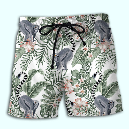 Lemur Tropical Leaf Wildlife Beach Shorts Print View For Coastal Escapes And Casual Outings
