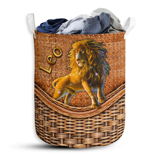 Leo Zodiac Rattan Texture Laundry Basket For Bathroom Bedroom Storage