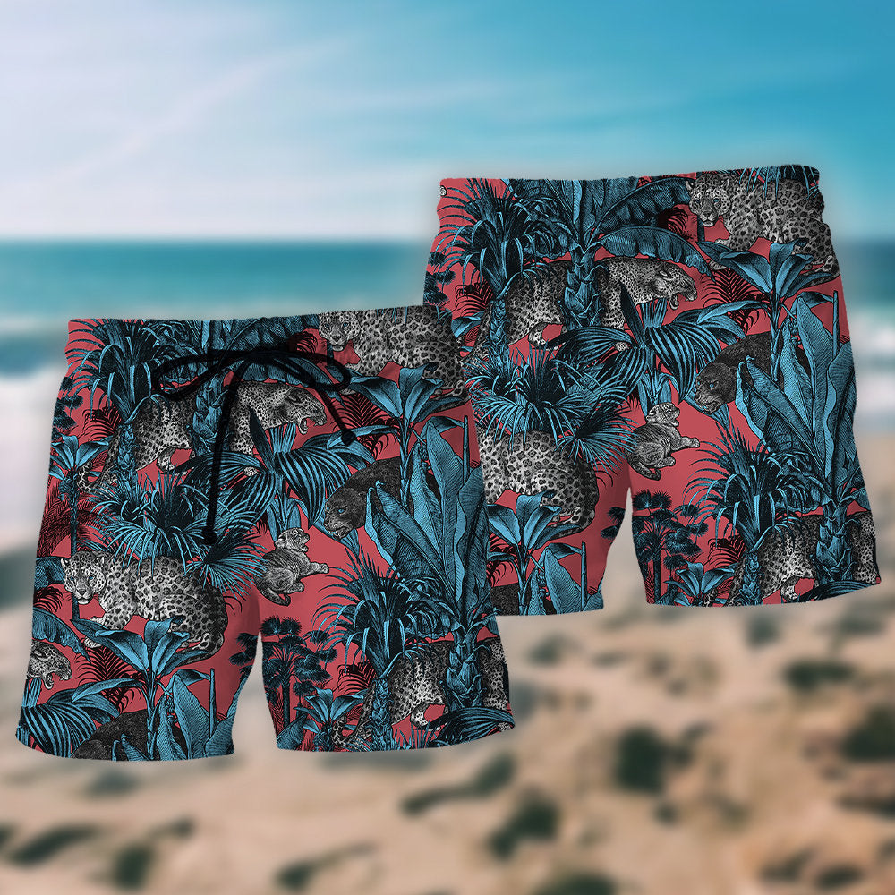 Leopard Animal Lover Happiness Beach Shorts Pattern View For Resort Days And Outdoor Activities
