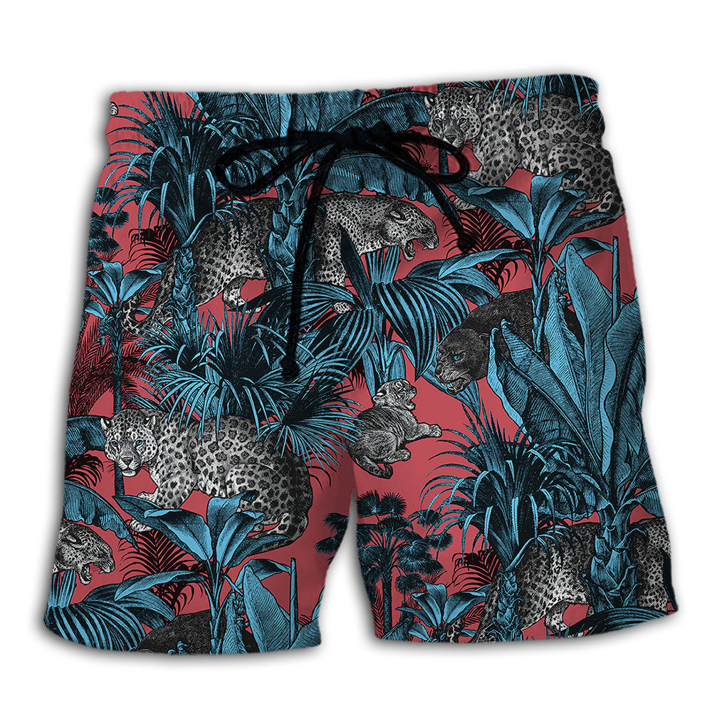 Leopard Animal Lover Happiness Beach Shorts Design Detail For Casual Warm Weather Outfits