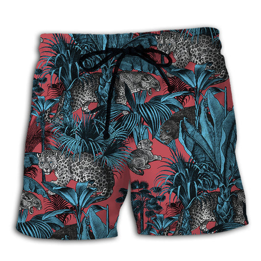Leopard Animal Lover Happiness Beach Shorts Design Detail For Casual Warm Weather Outfits