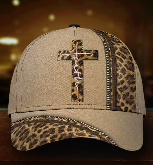 Leopard Faith Cross Classic Cap For Festivals Vacations Outdoor Fun And Daily Comfort