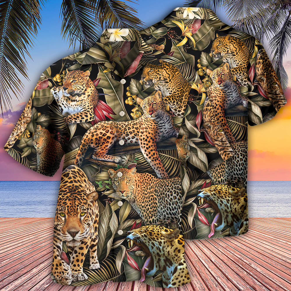 Leopard Jungle Hawaiian Shirt Pattern Detail For Summer Holidays And Outdoor Fun