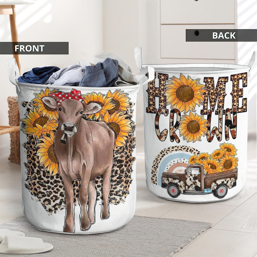 Cow Home Crown Leopard Style Laundry Basket For Bathroom Bedroom Storage