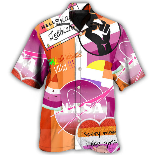 Rainbow Pride Lesbian Humor Hawaiian Shirt For Coastal Travel, Casual Events, And Comfortable Summer Wear