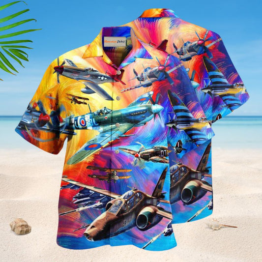 Let The Adventures Begin Aircraft Hawaiian Shirt For Resort Travel Scenic Drives And Casual Summer Wear