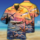 Dreamy Airplane Flight Hawaiian Shirt Pattern Detail For Summer Holidays And Outdoor Fun