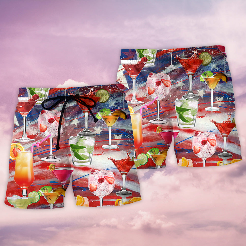 Cocktail Independence Day Cheers Beach Shorts Print View For Coastal Escapes And Casual Outings