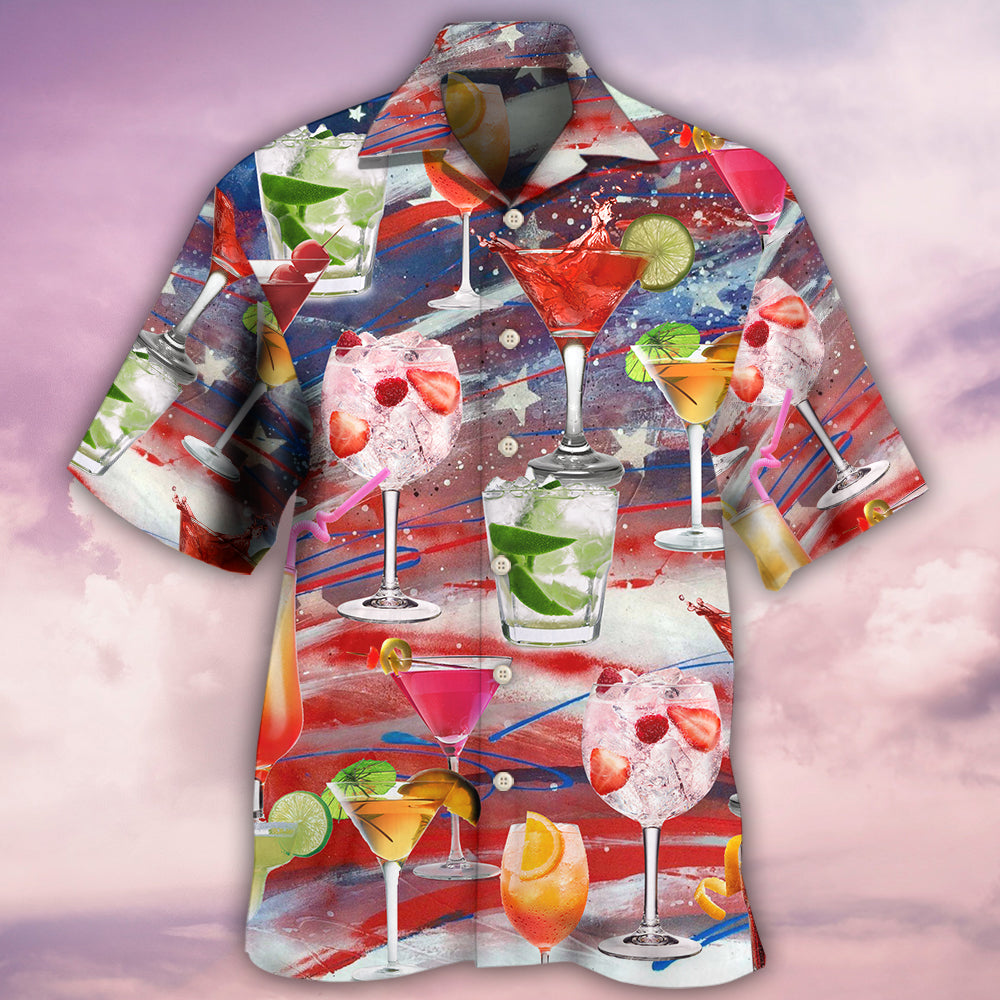 Cocktail Independence Day Drink Hawaiian Shirt Pattern View For Relaxed Warm Weather Outfits