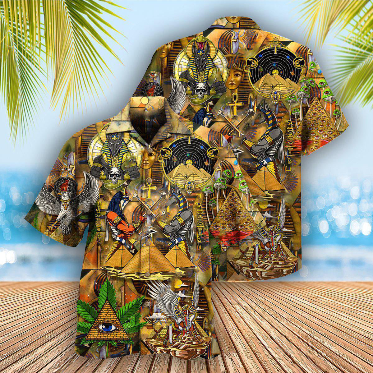 Ancient Vintage Egypt Exploration Hawaiian Shirt Artwork View For Weekend Travel And Beach Style