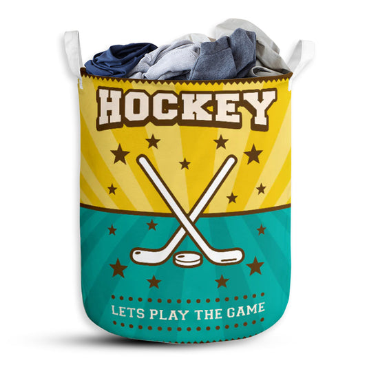 Hockey Lets Play Hockey Laundry Basket For Bathroom Bedroom Storage