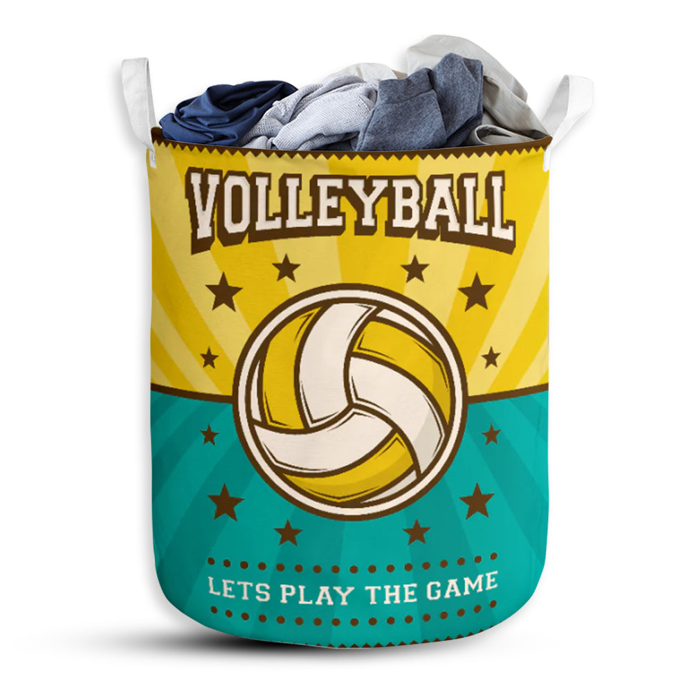 Volleyball Lets Play Volleyball Laundry Basket For Bathroom Bedroom Storage
