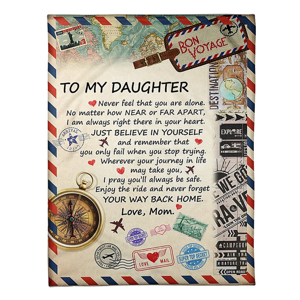 Letter Just Believe In Yourself Daughter Gift Flannel Blanket For Cozy Bedroom Sofa Decor