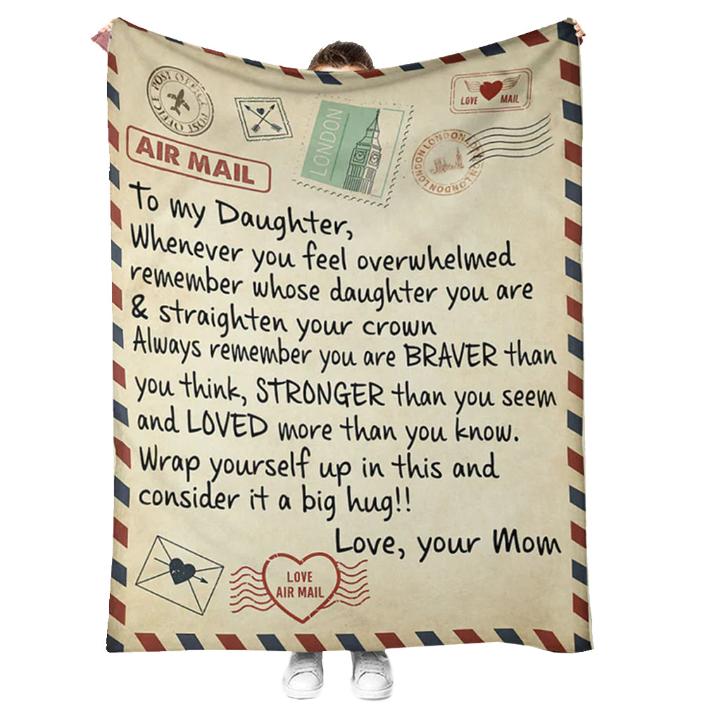 Dear Mom Daughter Love Letter Flannel Blanket For Cozy Bedroom Sofa Decor