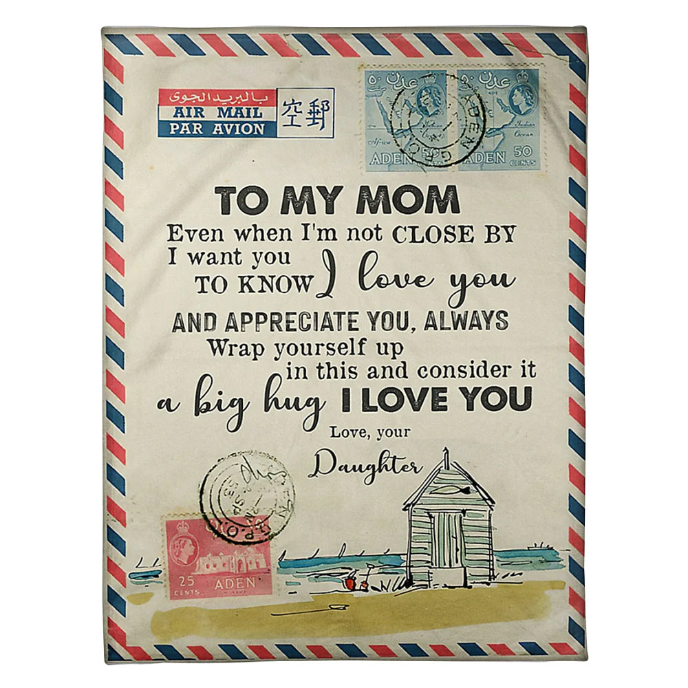 Dear Mom Letter I Love You Flannel Blanket For Cozy Bedroom Sofa Decor