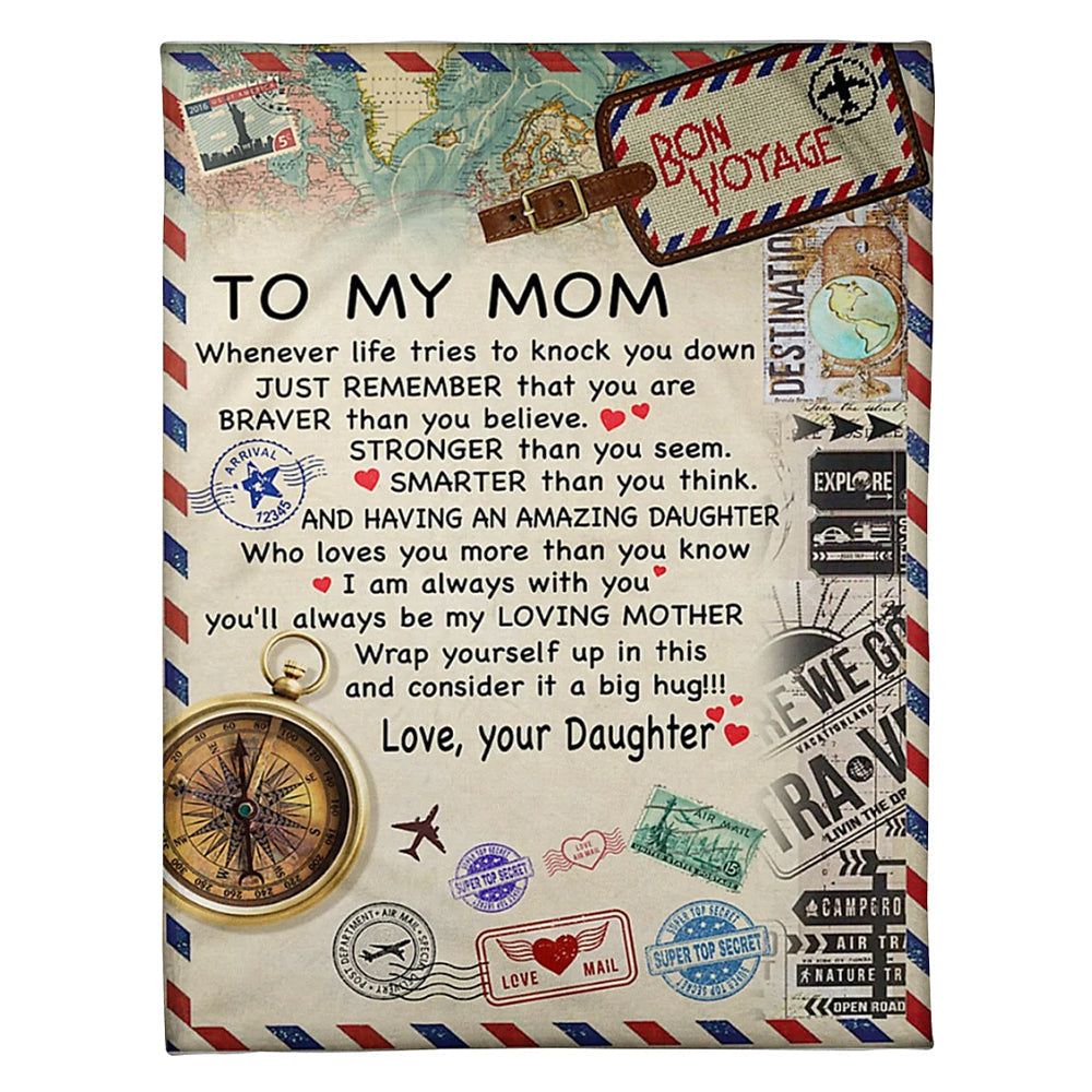 Letter You Will Always Be My Loving Mother Flannel Blanket For Cozy Bedroom Sofa Decor