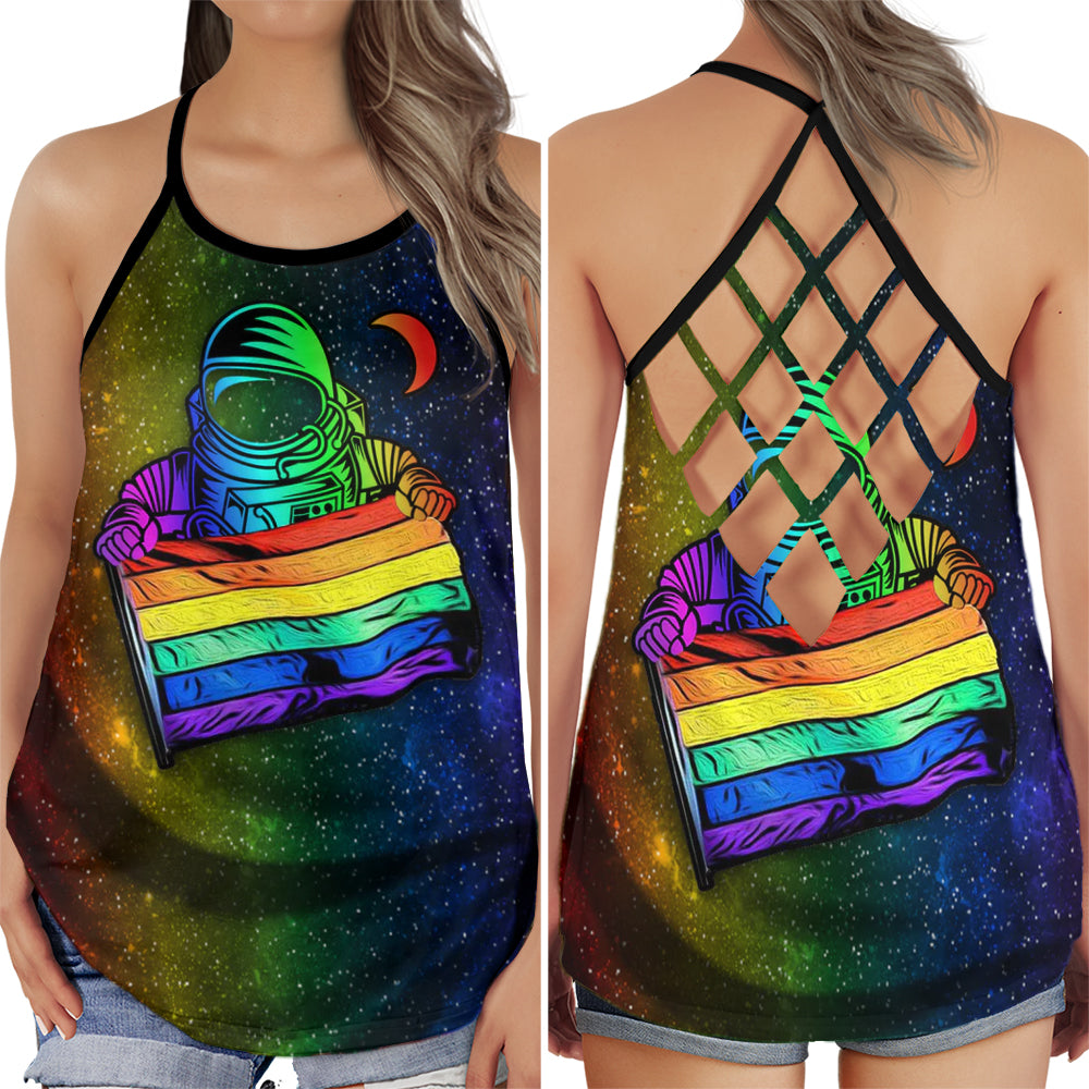 Pride Astronaut Love Peace Hollow Tank Top For Community Events And Positive Support