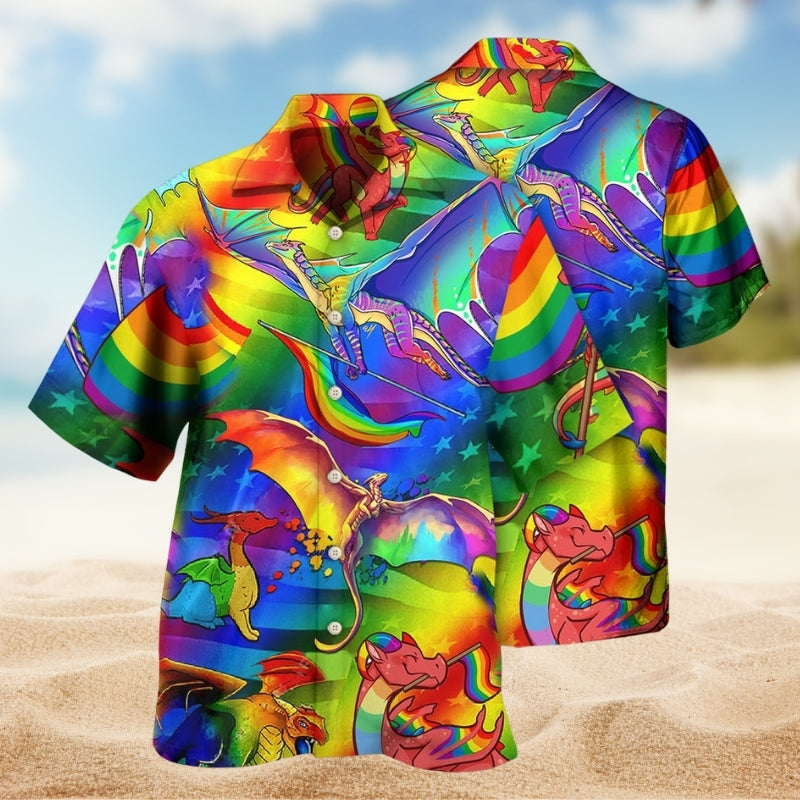LGBTQ Pride Hawaiian Shirt For Coastal Festival And Casual Outdoor Style