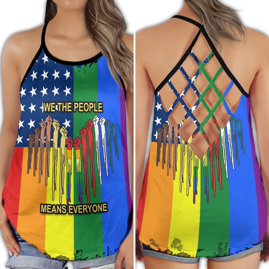 LGBT We The People Means Everyone Equality Art Hollow Tank Top For Community Events And Positive Support