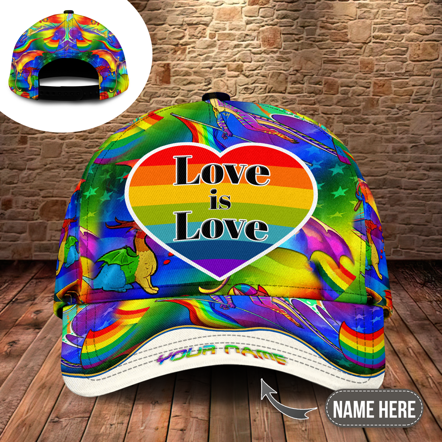 Love Is Love Dragon Personalized Classic Cap For Beach Days Travel And Relaxed Everyday Outfits