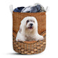 Lhasa Apso Dog Rattan Texture Laundry Basket For Bathroom Bedroom Storage