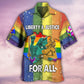 Liberty Justice Rainbow Equality Hawaiian Shirt For Summer Vacation, Beach Travel, And Casual Wear