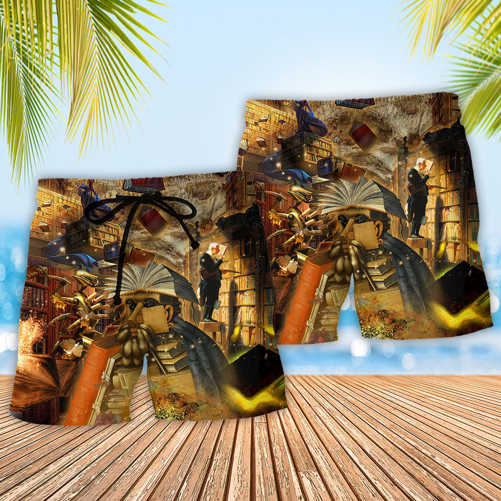 Mysterious Librarian Fantasy Beach Shorts For Resort Travel And Thoughtful Summer Gifting