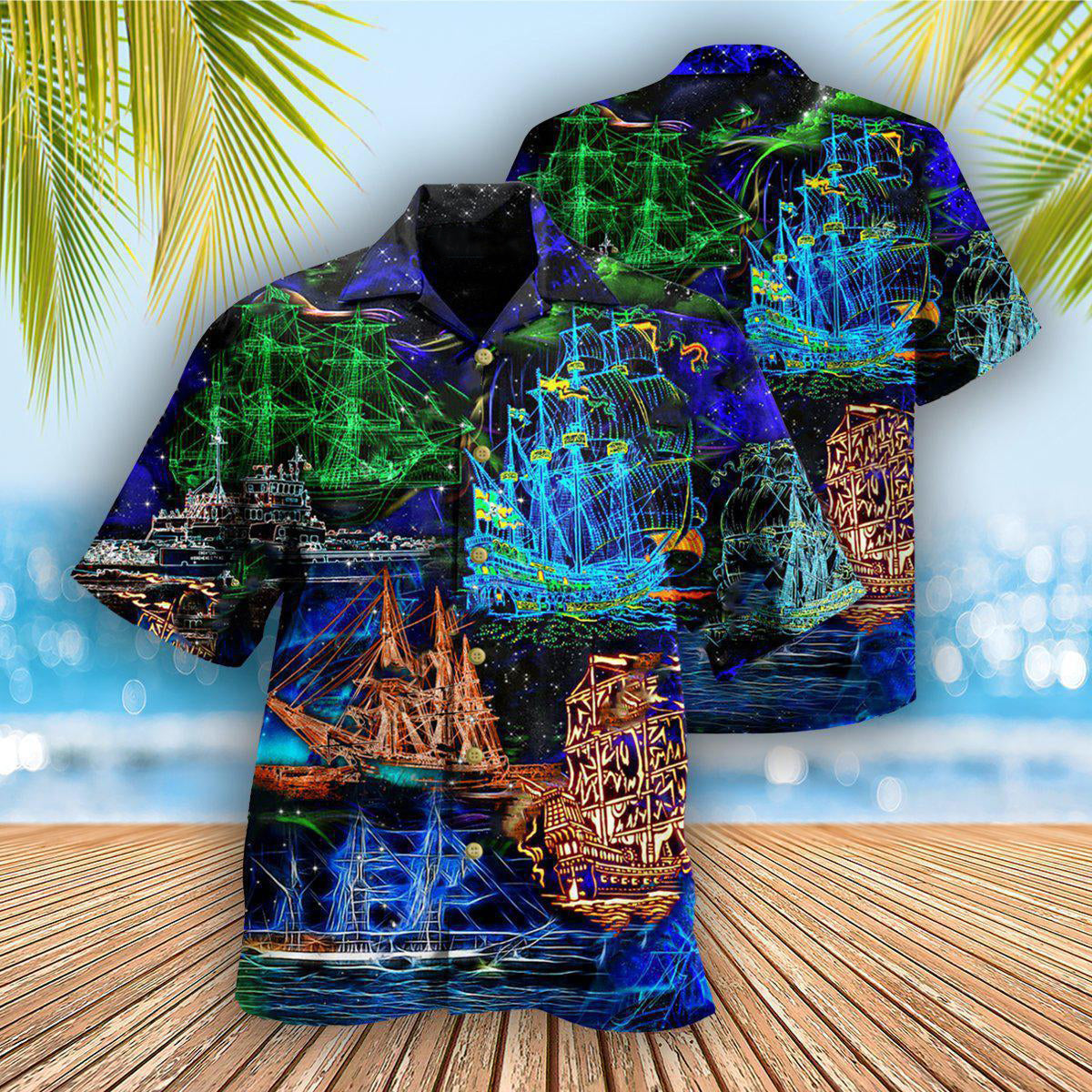 Ship Ocean Hawaiian Shirt For Vacation Days And Relaxed Coastal Outings