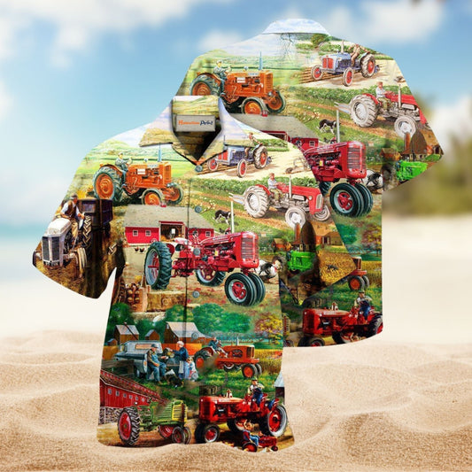 Life Is Better On Papa's Tractor Hawaiian Shirt For Resort Travel Scenic Drives And Casual Summer Wear