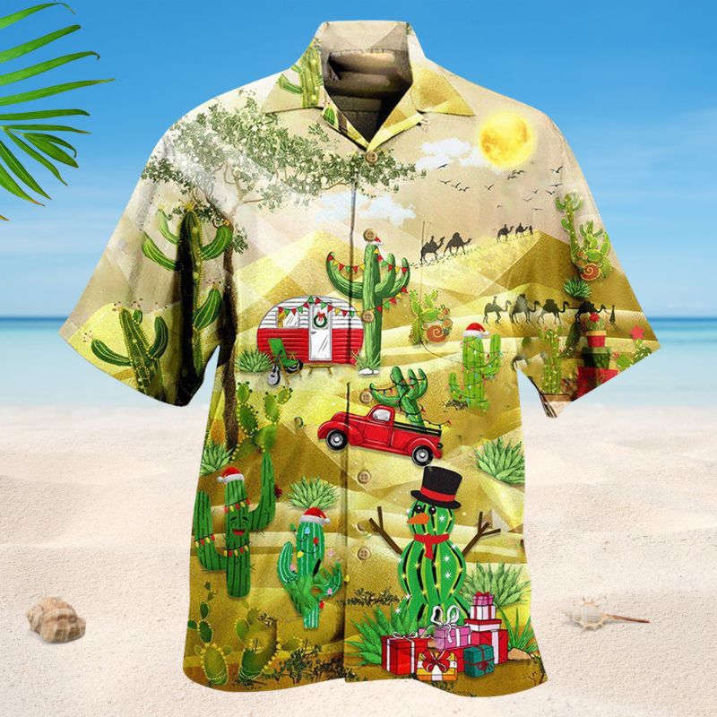 Christmas Life Is Better With A Cactus Hawaiian Shirt For Summer Vacation Beach Travel And Relaxed Casual Wear