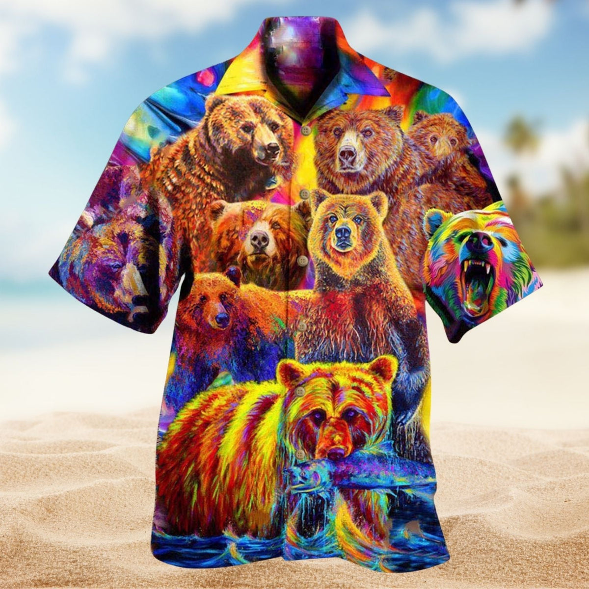 Life Is Better With A Colorful Bear Hawaiian Shirt For Summer Vacation Beach Travel And Relaxed Casual Wear