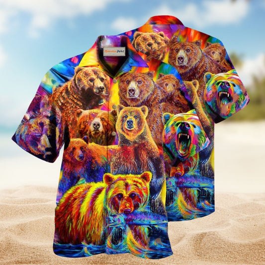 Life Is Better With A Colorful Bear Hawaiian Shirt For Summer Vacation Beach Travel And Relaxed Casual Wear