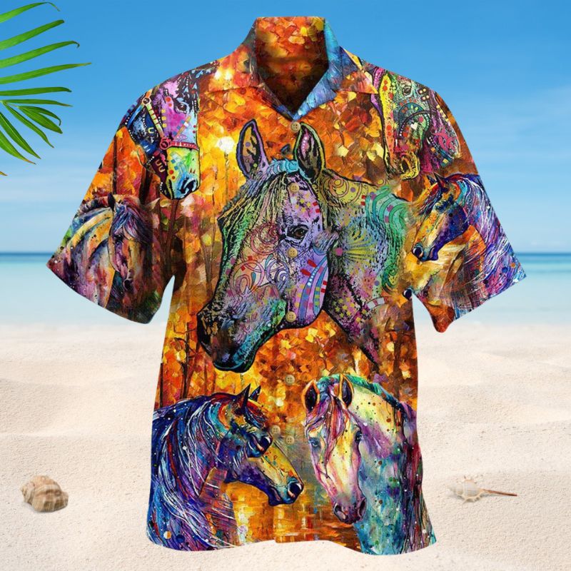 Life Is Better With A Painted Horse Hawaiian Shirt For Summer Vacation Beach Travel And Relaxed Casual Wear