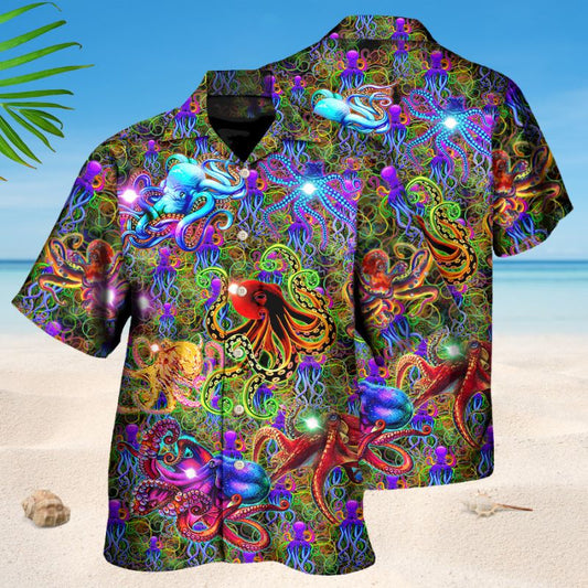 Life Is Better With An Octopus Full Color Hawaiian Shirt For Summer Vacation Beach Travel And Relaxed Casual Wear