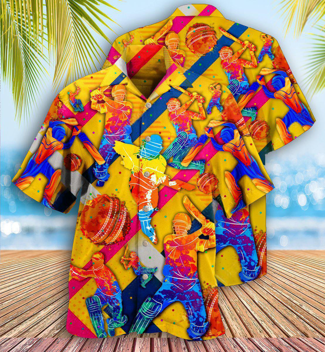 Blue Cricket Hawaiian Shirt Pattern View For Relaxed Warm Weather Outfits